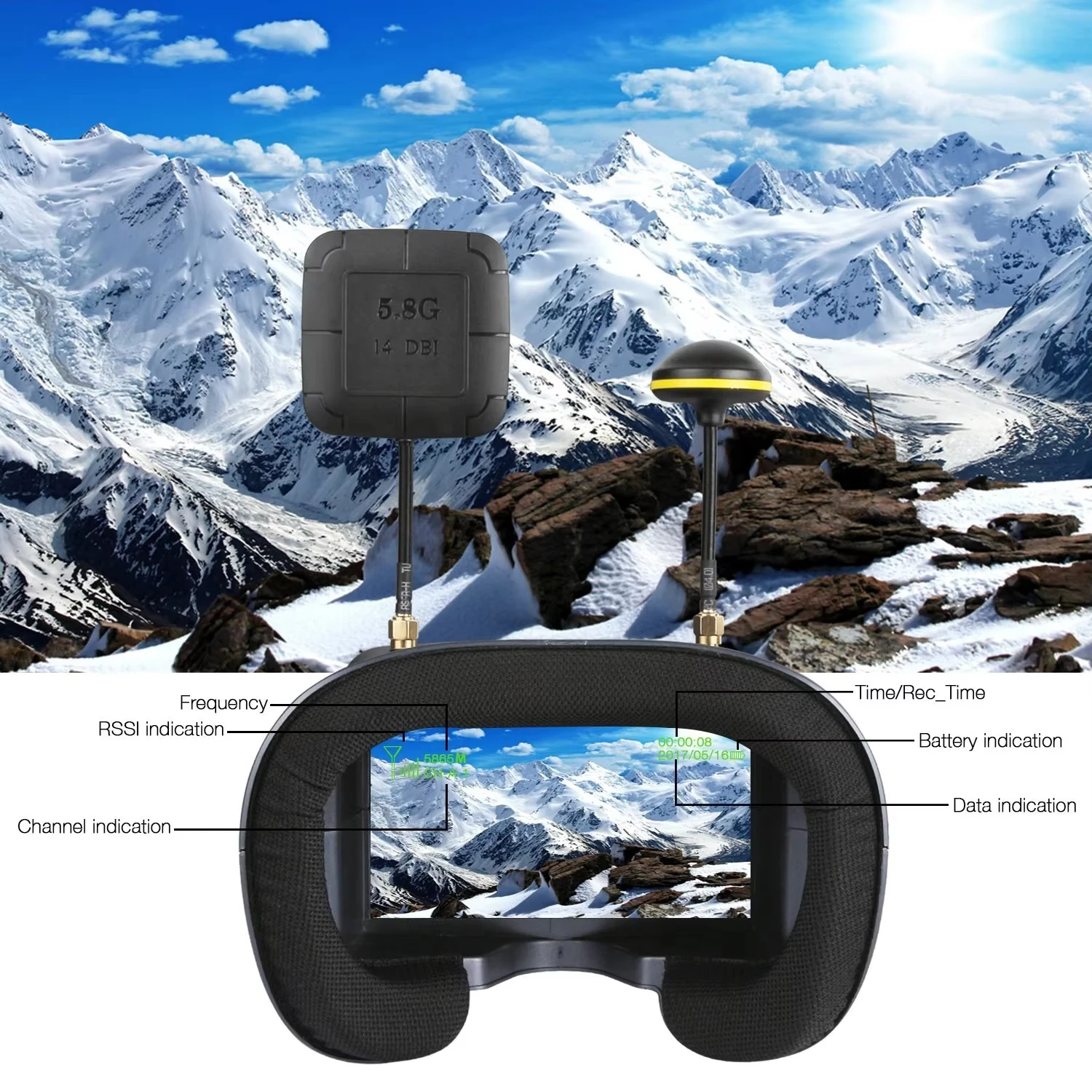 Lunettes FPV SkyDElEV800D 5 po - Fpv Goggles Headset avis et prix