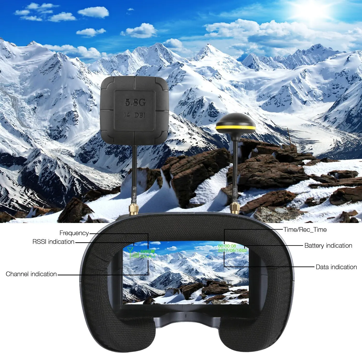 5.8G 40CH 4.3 pouces 800*480 c - Fpv Goggles Headset avis et prix
